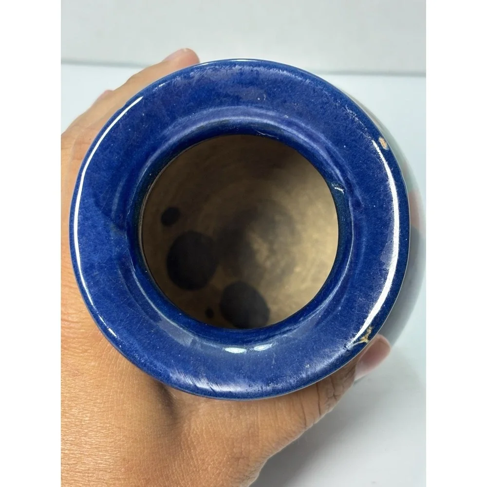Vintage Dutch Pottery Vase #47‎ Drip Glaze Blue Green Brown MCM 7.5